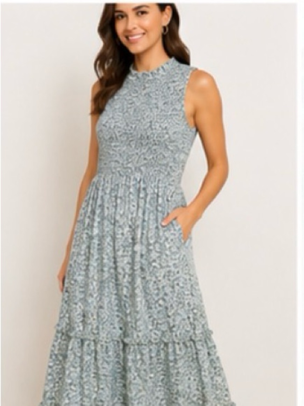 Light Blue Floral Tiered Maxi Dress - Casual Feminine Style